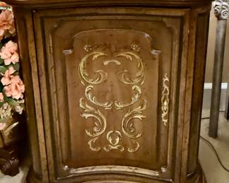 Wood End Table Cabinet with Gold Accents - Grand Tour, Heritage