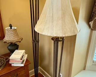 Torchiere Floor Lamp and Floor Lamp with Whipstiched Lampshade