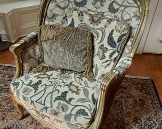 Carved Upholstered and Leather Armchair with Nailheads - Hancock & Moore Fine Furniture (1 of 2)