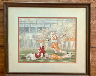 Tennessee Touchdown Alabama UT Alexander Dumas Signed, Matted and Framed Print
