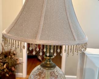 Clear Glass Table Lamp with Fringe Shade