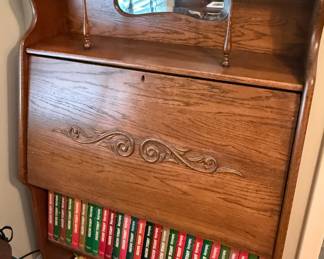 Antique Drop Front Secretary Desk with Mirror