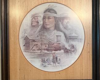 Ben Hampton "Nancy Ward" Cherokee Nation signed, matted and framed print