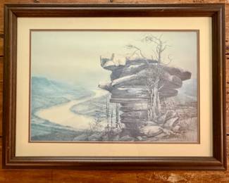 Ben Hampton Limited Edition "River Bend" matted and framed print