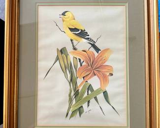 Framed and Matted Goldfinch by Art Lamay