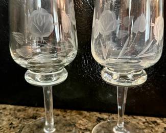 Etched Stemware Glasses