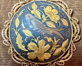Songbird and Floral Brooch