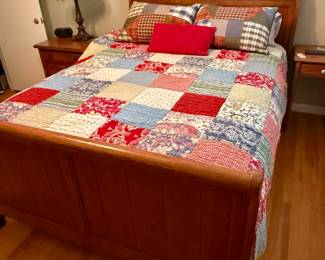 Queen size wood bedframe and mattress set