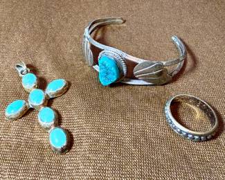 Various Turquoise Sterling Silver Jewelry