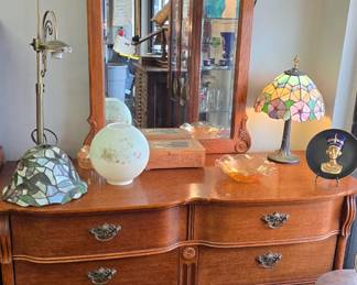 Oak dresser with mirror and other goodies