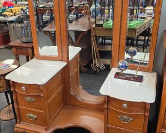 vintage Oak Vanity dressing mirror
