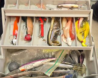 vintage tackle box with gear