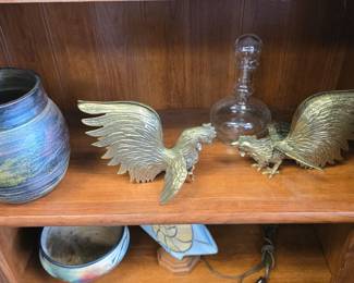 awesome brass bookends? napkin holders? and pottery