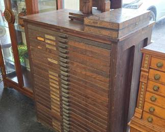 antique 25 drawer Hamilton printers type set cabinet