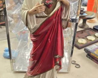 vintage 22" sacred heart Jesus chalkware?