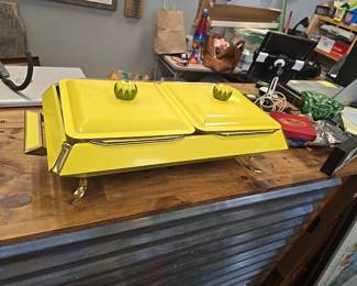 Prestige/ fire king Mid century chaffing dish NEW OLD STOCK comes with original box, awesome find