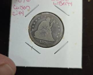 1876 standing liberty quarter CARSON CITY