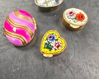 vintage pill boxs one silver with abalone