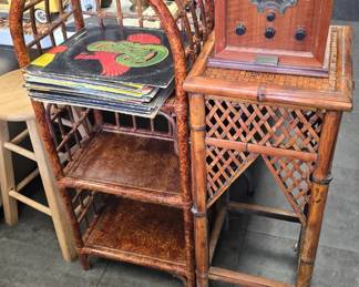rattan plant stand and shelf