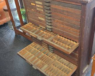 antique 25 drawer Hamilton printers type set cabinet