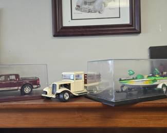 model trucks, car, and boat