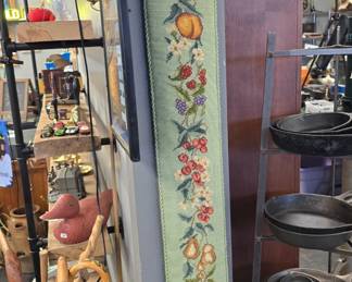 vintage needlepoint bell pull