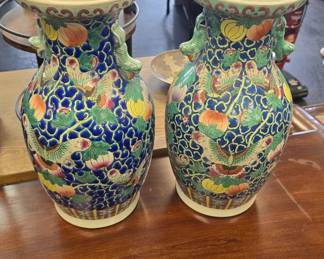 larger pair of porcelain vases