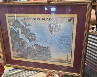 map of Hampton roads signed by Terry Moore