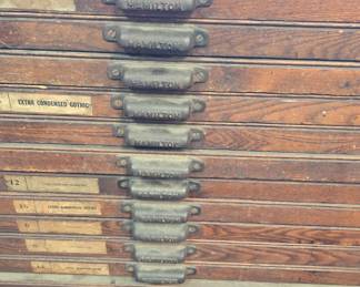 antique 25 drawer Hamilton printers type set cabinet