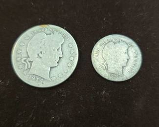 Barber quarter and dime silver.