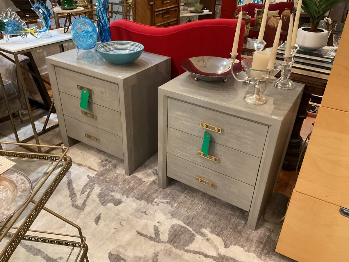 Mitchell Gold + Bob Williams Malibu 3 drawer bedside tables 26” x 24” x 19” $104 + tax each