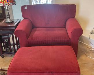 Red chair with ottoman