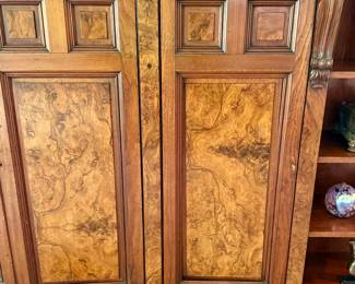 Beautiful antique walnut bookcase--very rare, extremely unusual. At first glance it is so practical it looks like a repro., it is original 19th century elegance.