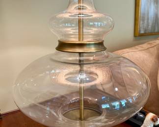 Woven rattan shade glass table lamps