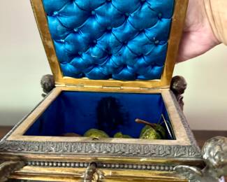 Unusual, antique jewelry casket / box with lock
