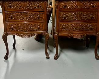 Pair of side stands with three drawers