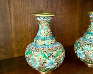 Cloisonne vases, a pair