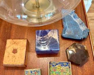 Trinket boxes brass, ceramic, cloisonne enamel