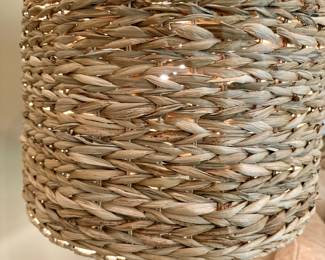 Woven rattan shade glass table lamps