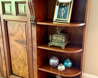 Beautiful antique walnut bookcase--very rare, extremely unusual. At first glance it is so practical it looks like a repro., it is original 19th century elegance.