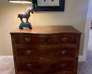Bowfront three drawer chest of drawers