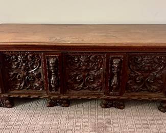 Early carved chest, beautiful Renaissance style