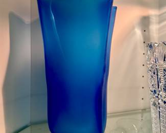 Blue glass vase