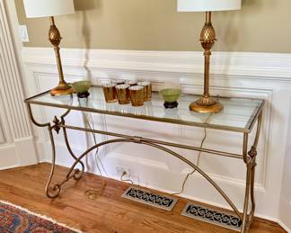 Glass and metal console