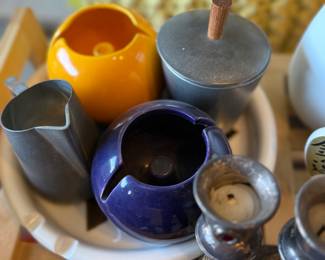 Pottery and German tea set components