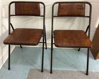 4 Brown Faux Leather Folding Chairs