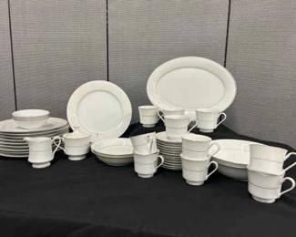 33 Pc White Floral Lace China Set