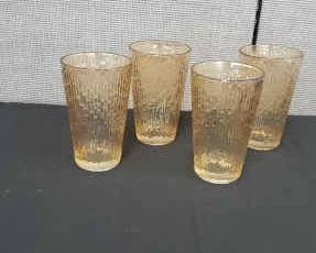 Vintage Set Of 4 Jeannette Marigold Carnival Glass