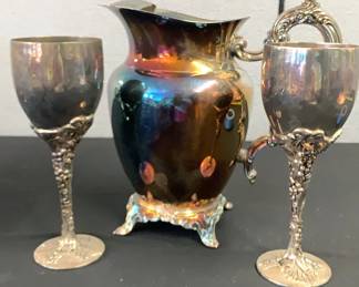 Godinger Silver Plated Goblets Oneida Silver Plated Pitcher