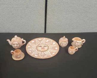 Collectible Miniature 10 Piece Sun With Face Tea Set